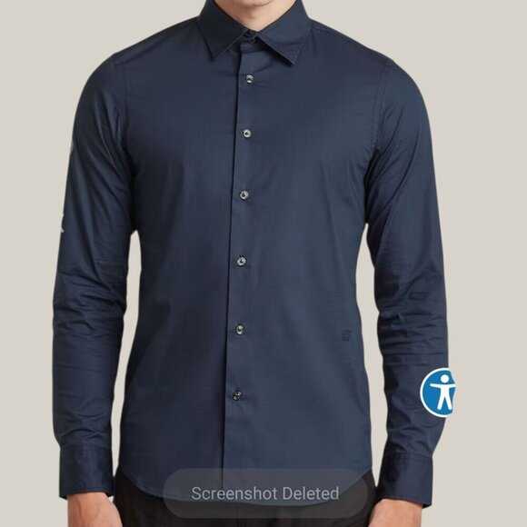 G-Star Raw Correct Mens Long-Sleeve Button-Up ShirtSlim Fit Navy Blue Medium